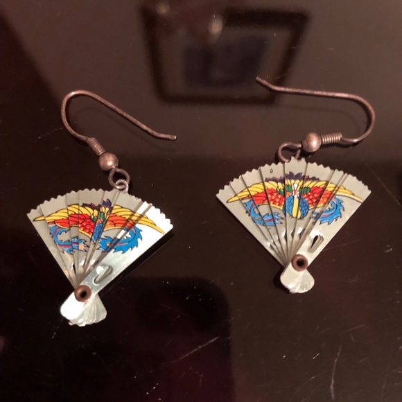 sterling silver fan earrings